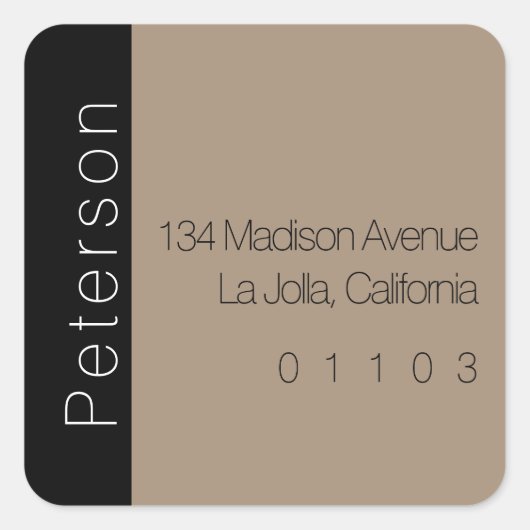 シックな差出人住所ラベル（サイドアクセント付） スクエアシール (正面)