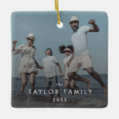 シックな年1回ファミリーフォトオーバーレイ記念 セラミックオーナメント (正面)