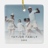 シックな年1回ファミリーフォトキープサケ セラミックオーナメント (正面)
