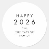 シックな幸せ2025新年のホリデーギフト ラウンドシール (正面)