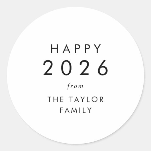 シックな幸せ2025新年のホリデーギフト ラウンドシール (正面)