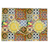 シックな幾何地中海のオレンジのタイルのモノグラム ラージペーパーバッグ (裏面)