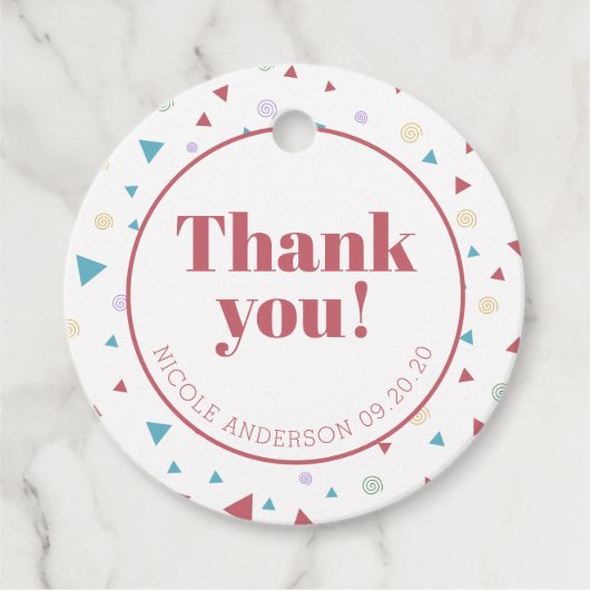 シックな幾何学三角形と渦巻き旋回 フェイバータグ (正面)