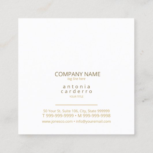 シックな幾何学模様の二乗金ゴールド/白ID799 スクエア名刺 (裏面)