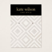 シックな幾何学的なリネンイヤリングディスプレイカード (正面)