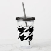 シックな幾何学的な黒と白のパタ千鳥格子のーン アクリルタンブラー (左)