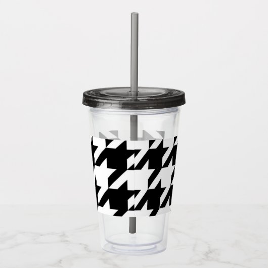 シックな幾何学的な黒と白のパタ千鳥格子のーン アクリルタンブラー (右)