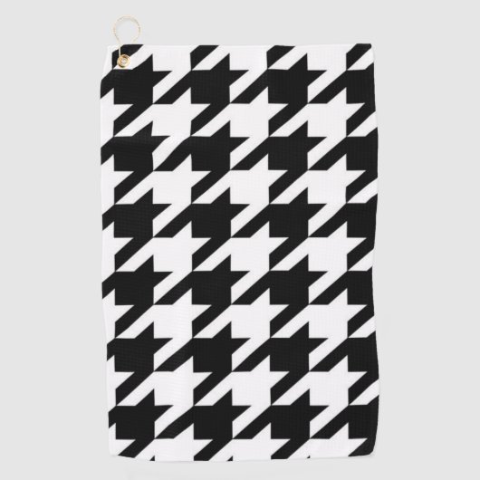 シックな幾何学的な黒と白のパタ千鳥格子のーン ゴルフタオル (正面)
