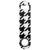 シックな幾何学的な黒と白のパタ千鳥格子のーン スピード栓抜き (裏面)