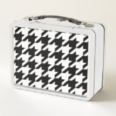 シックな幾何学的な黒と白のパタ千鳥格子のーン メタルランチボックス (裏面)