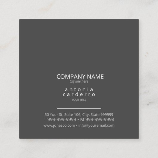 シックな幾何学的パターンの四角形の白/黒ID799 スクエア名刺 (裏面)