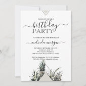 シックな幾何学的ピンアップル熱帯成人誕生日 招待状 (正面)