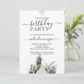 シックな幾何学的ピンアップル熱帯成人誕生日 招待状 (スタンド正面)