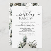 シックな幾何学的ピンアップル熱帯成人誕生日 招待状 (正面/裏面)