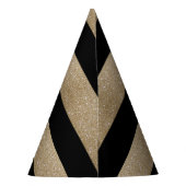 シックな幾何学的ブラック金ゴールド誕生日パーティー パーティーハット (裏面)