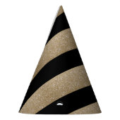 シックな幾何学的ブラック金ゴールド誕生日パーティー パーティーハット (左)