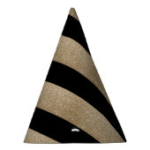 シックな幾何学的ブラック金ゴールド誕生日パーティー パーティーハット (右)