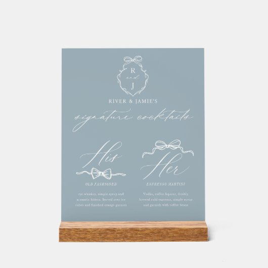 シックな弓と弓のネクタイ彼の署名ドリンク結婚ズ アクリルサイン (正面)