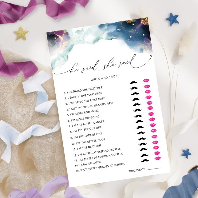 シックな彼は彼女は天空のブライダルシャワーゲームを言った (クリエイターアップロード済み)