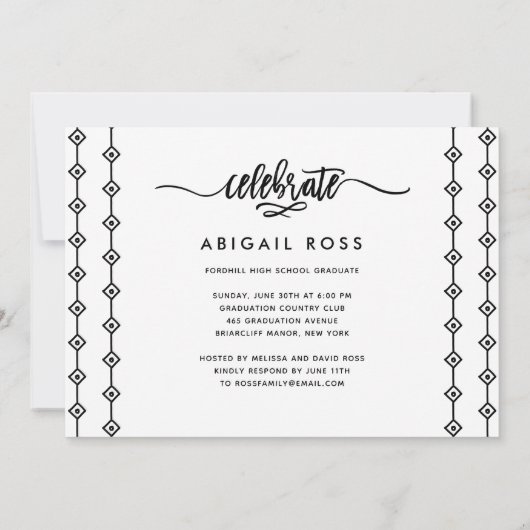 シックな彼女の信じスクリプト引用文卒業 招待状 (裏面)