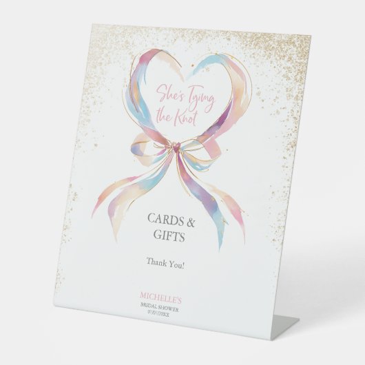 シックな彼女は結び目ピンクの弓アドバイス&ウィッシュ 台座サイン (正面)