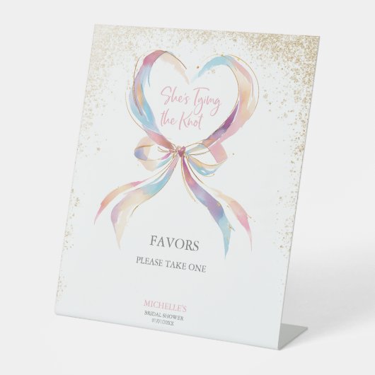 シックな彼女は結び目ピンクの弓アドバイス&ウィッシュ 台座サイン (正面)