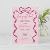 シックな彼女は結び目ピンクの弓ブライダルシャワー 招待状 (スタンド正面)