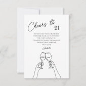 シックな応援21歳の誕生日パーティー サンキューカード (正面)