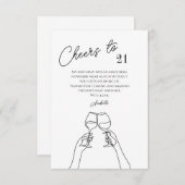 シックな応援21歳の誕生日パーティー サンキューカード (正面/裏面)