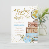 シックな恋しく思旅行からミセス・ブルー金ゴールドブライダルシャワー 招待状 (スタンド正面)