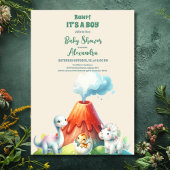 シックな恐竜の少年の赤ちゃんシャワー緑 招待状