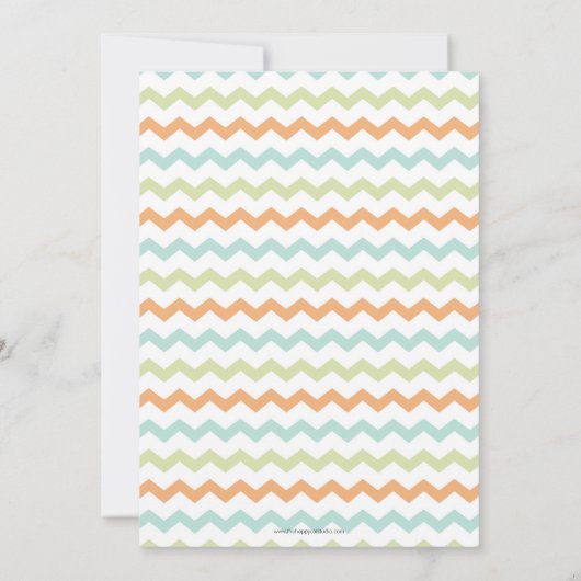 シックな恐竜の男の子の赤ちゃんシャワー緑のシェブロン 招待状 (裏面)