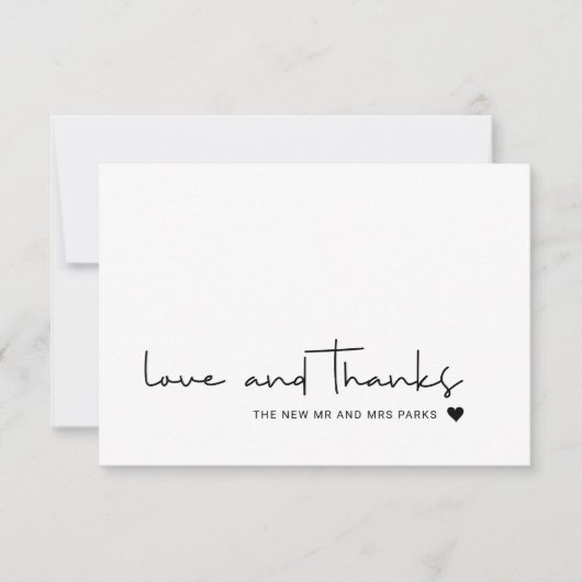 シックな愛とス感謝していトカジュアルスクリプトのサンキューカード サンキューカード (正面)