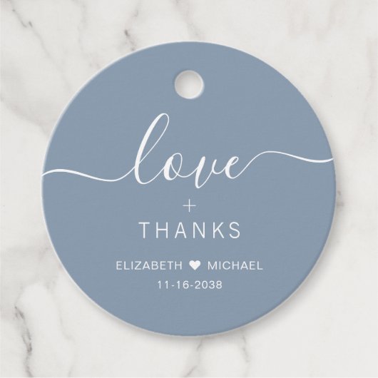シックな愛と感謝していダスティブルー結婚ズ フェイバータグ (正面)
