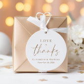 シックな愛と感謝の金文字体裁の結婚式 フェイバータグ