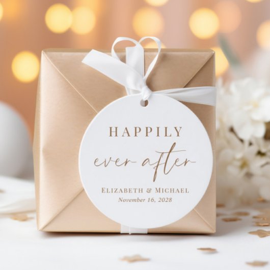 シックな愛と感謝の金文字体裁の結婚式 フェイバータグ