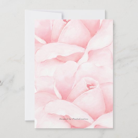 シックな愛の開花、書道のスクリプトバラシャワー 招待状 (裏面)