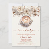 シックな愛はブルーイングブライダルシャワーコーヒー 招待状 (正面)