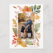シックな感謝祭ファミリーフォト秋リーフ縁ど シーズンポストカード (正面)