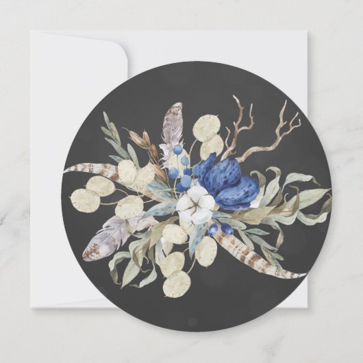 シックな感謝祭ポトラックディナーウォーターカラーフローラ 招待状 (裏面)