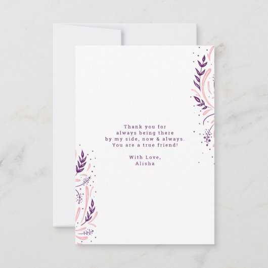 シックな手でレタ最高のーされた友よパーソナライズされたり サンキューカード (裏面)