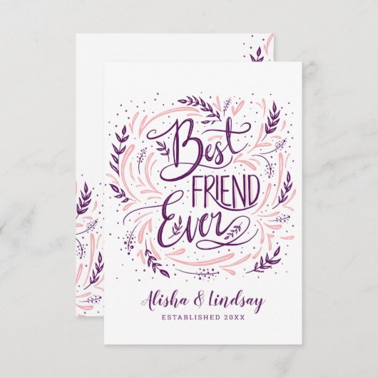 シックな手でレタ最高のーされた友よパーソナライズされたり サンキューカード (正面/裏面)