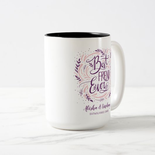 シックな手でレタ最高のーされた友よパーソナライズされたり ツートーンマグカップ (正面右)