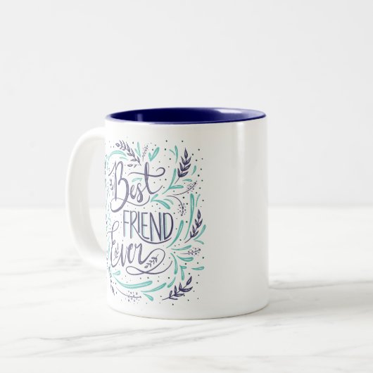 シックな手でレタ最高のーされた友よパーソナライズされたり ツートーンマグカップ (正面左)