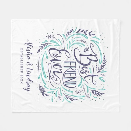 シックな手でレタ最高のーされた友よパーソナライズされたり フリースブランケット (正面(横))