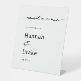 シックな手で歓迎のレタ結婚ード 台座サイン