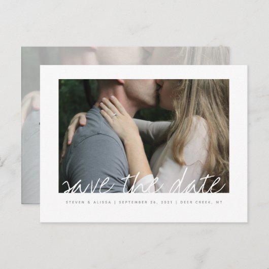 シックな手によって文字を入れられる保存日付 インビテーションポストカード (正面/裏面)