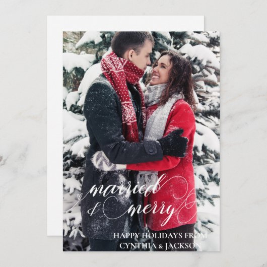 シックな手のレタ結婚したーメリー写真 シーズンカード (正面/裏面)