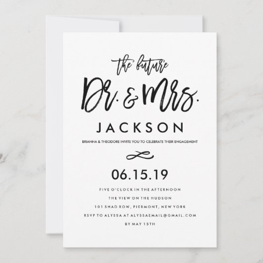 シックな手の教養がある婚約パーティの招待状 招待状 (正面)