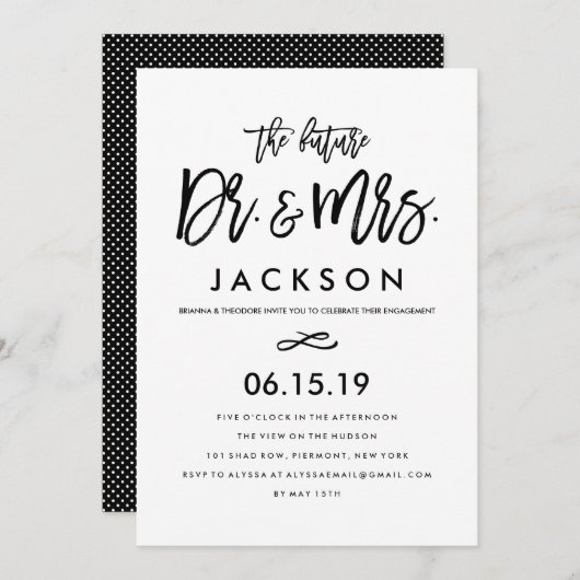 シックな手の教養がある婚約パーティの招待状 招待状 (正面/裏面)